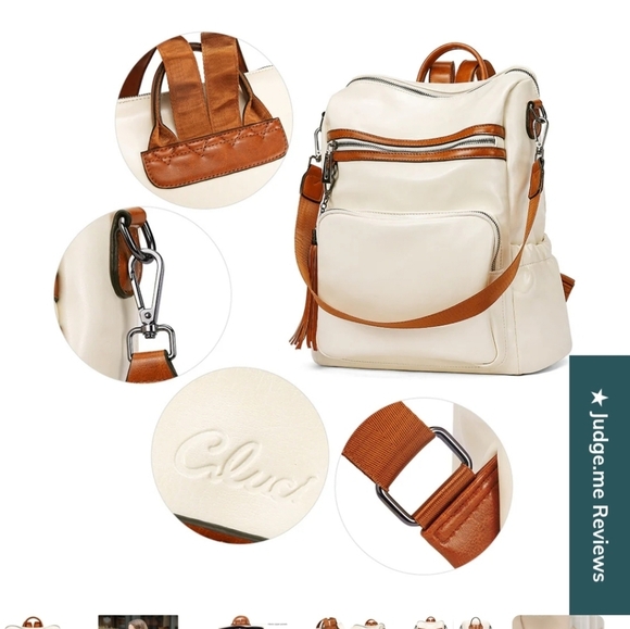 CLUCHI Greene Leather BackpackPurse For Commuting | Oil Wax In Cream/brown. NWOT - Picture 4 of 14
